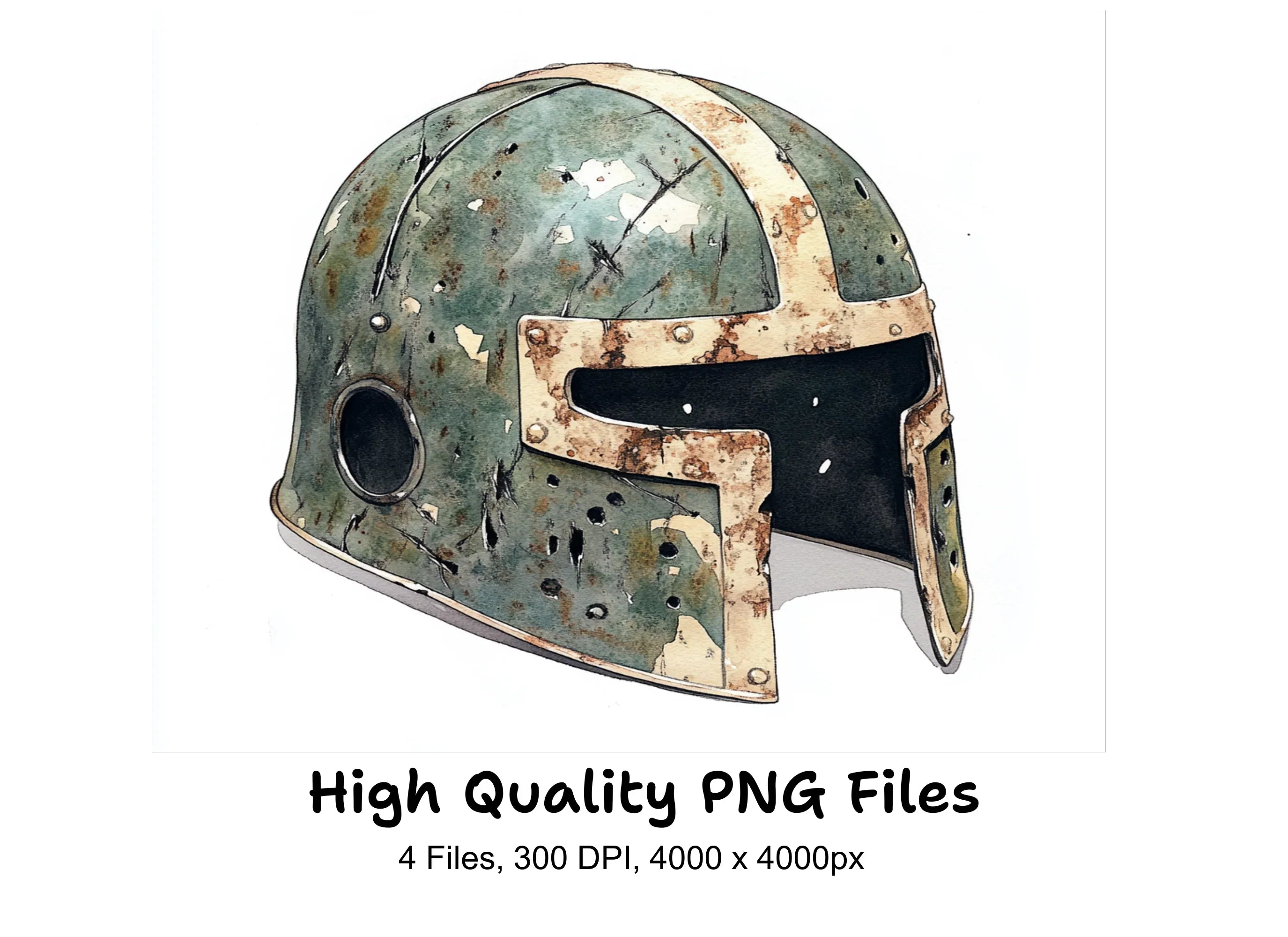 Vintage Medieval Helmet Clipart Bundle