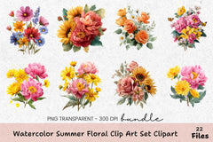 Summer Floral Clip Art Set - 417 Clipart Bundle - CraftNest - Digital Crafting and Art
