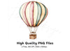 Vintage Striped Hot Air Balloon Clipart Bundle