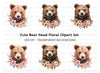 Cute Bear Faces with Floral Wreaths Clipart Bundle