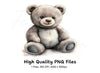 Charming Grey Teddy Bear Clipart Bundle