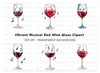 Wine Glasses with Music Clipart Bundle