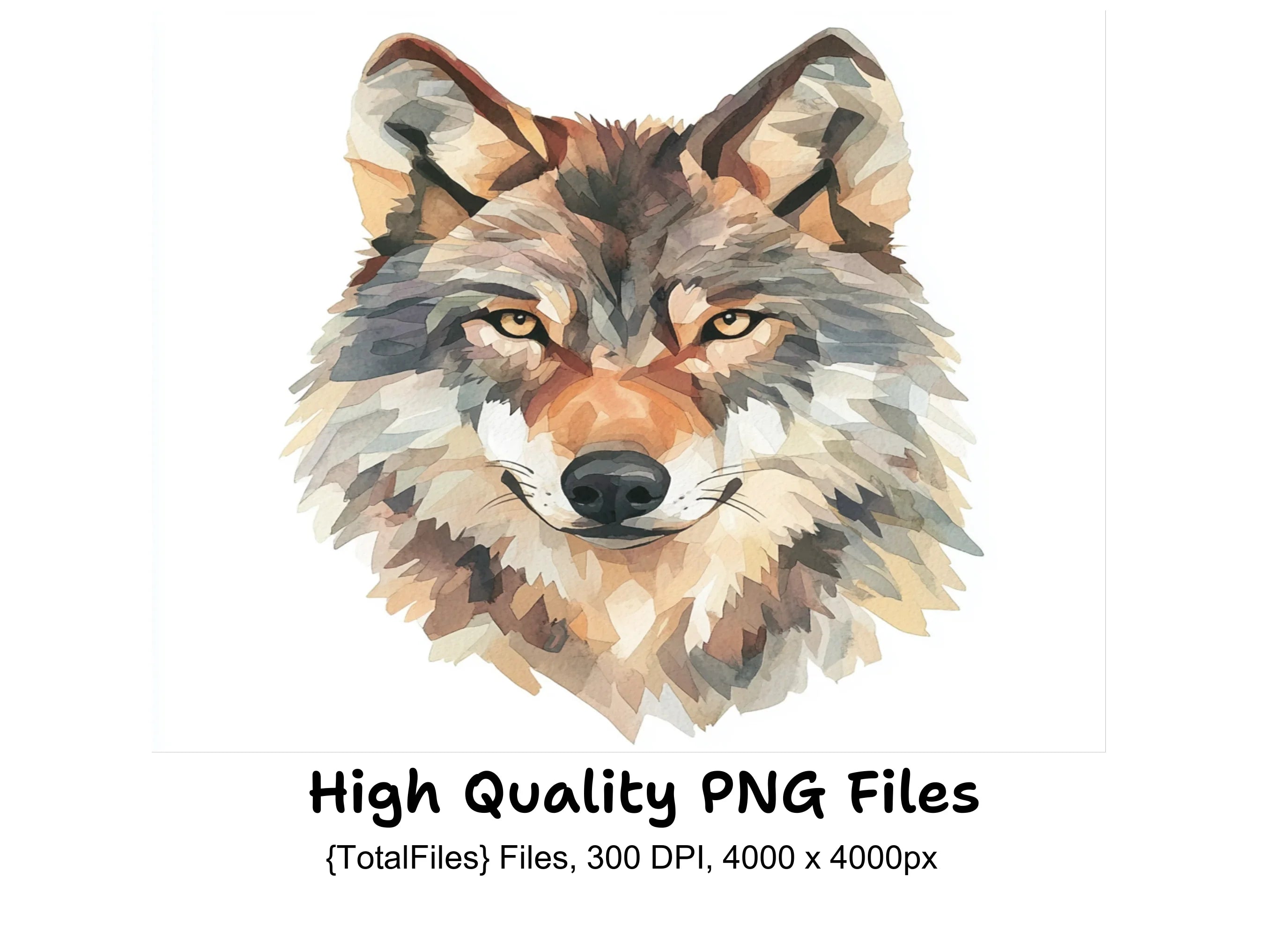 White Wolf Head Clipart Bundle