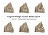 Vintage Books Stack Clipart Bundle
