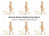 Dog Walking Woman Clipart Bundle