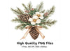 Christmas Pine Cone Flower Clipart Bundle
