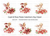 Baby Cupid Rose Petals Clipart Bundle