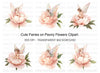 Fairies on Peony Flowers Clipart Bundle