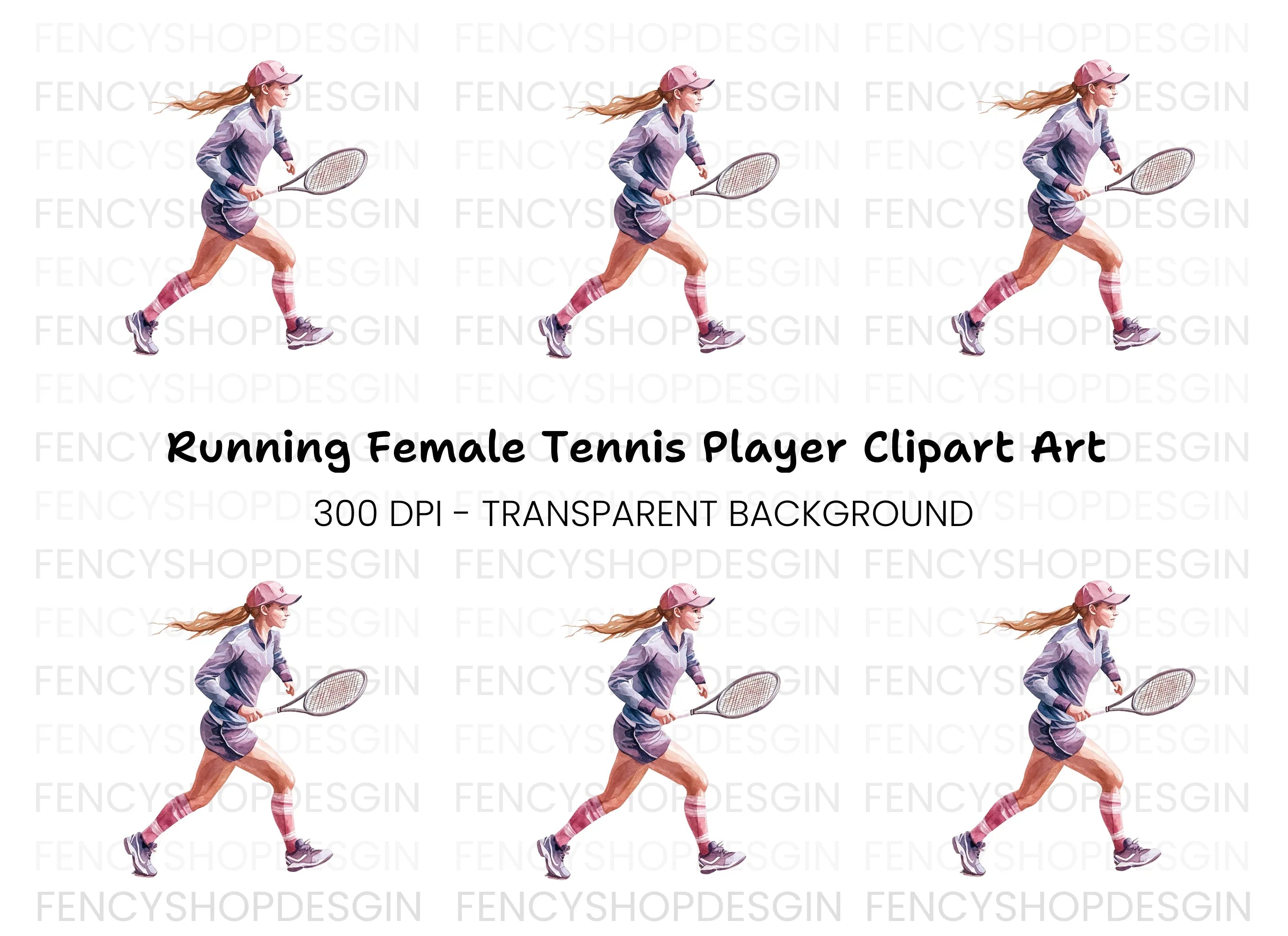 Dynamic Female Tennis Player Clipart Bundle