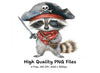 Raccoon Pirate with Sword Clipart Bundle