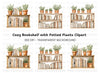 Cozy Bookshelf Potted Plants Clipart Bundle