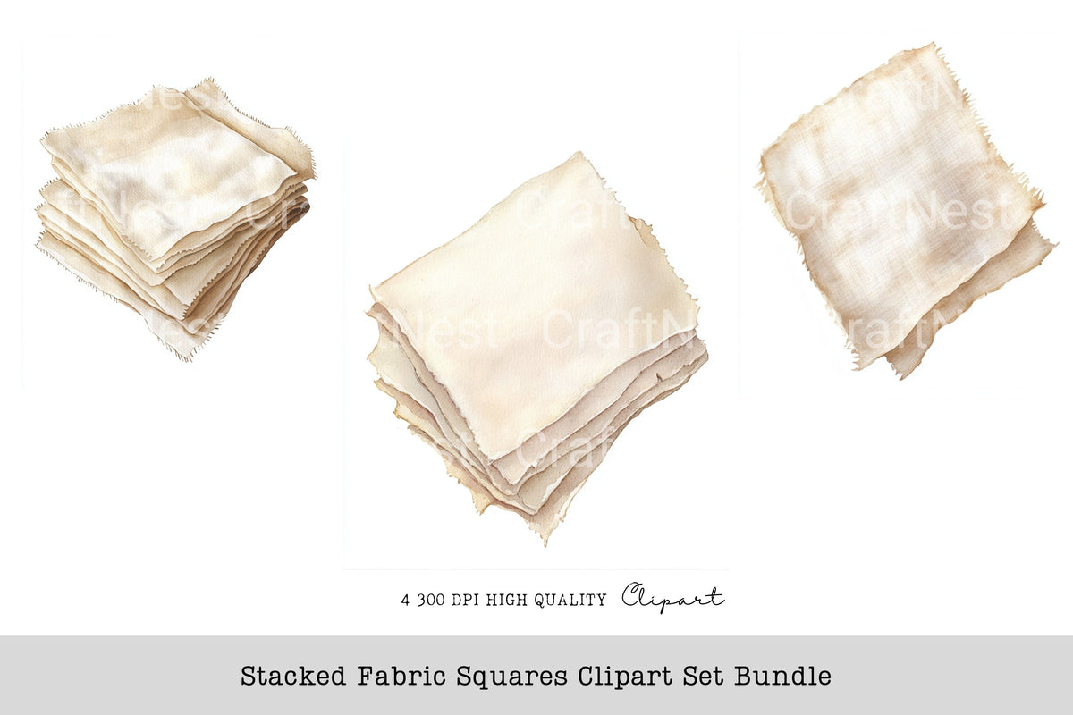 Stacked Fabric Squares Clipart Bundle