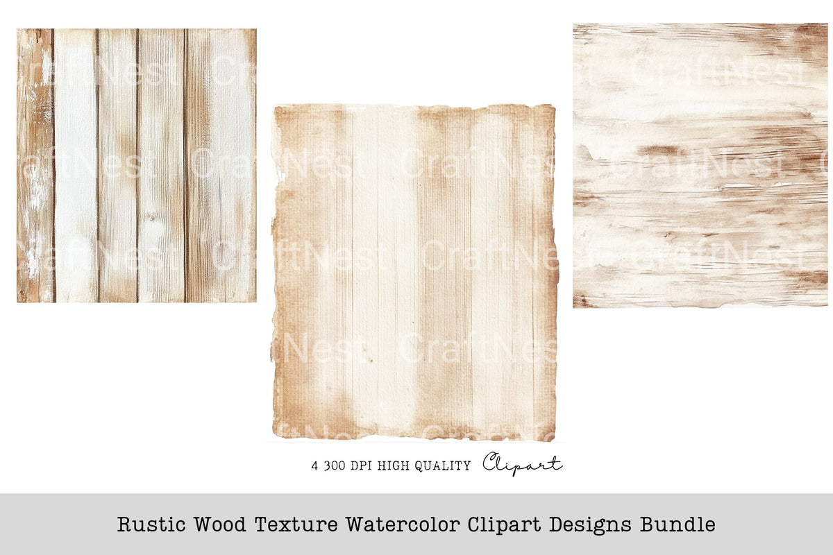 Rustic Wood Texture Designs Clipart Bundle
