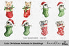 Cute Christmas Animals in Stockings Clipart Bundle