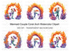 Mermaid Couple Coral Arch Clipart Bundle