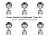 Creepy Zombie Boy Halloween Clipart Bundle
