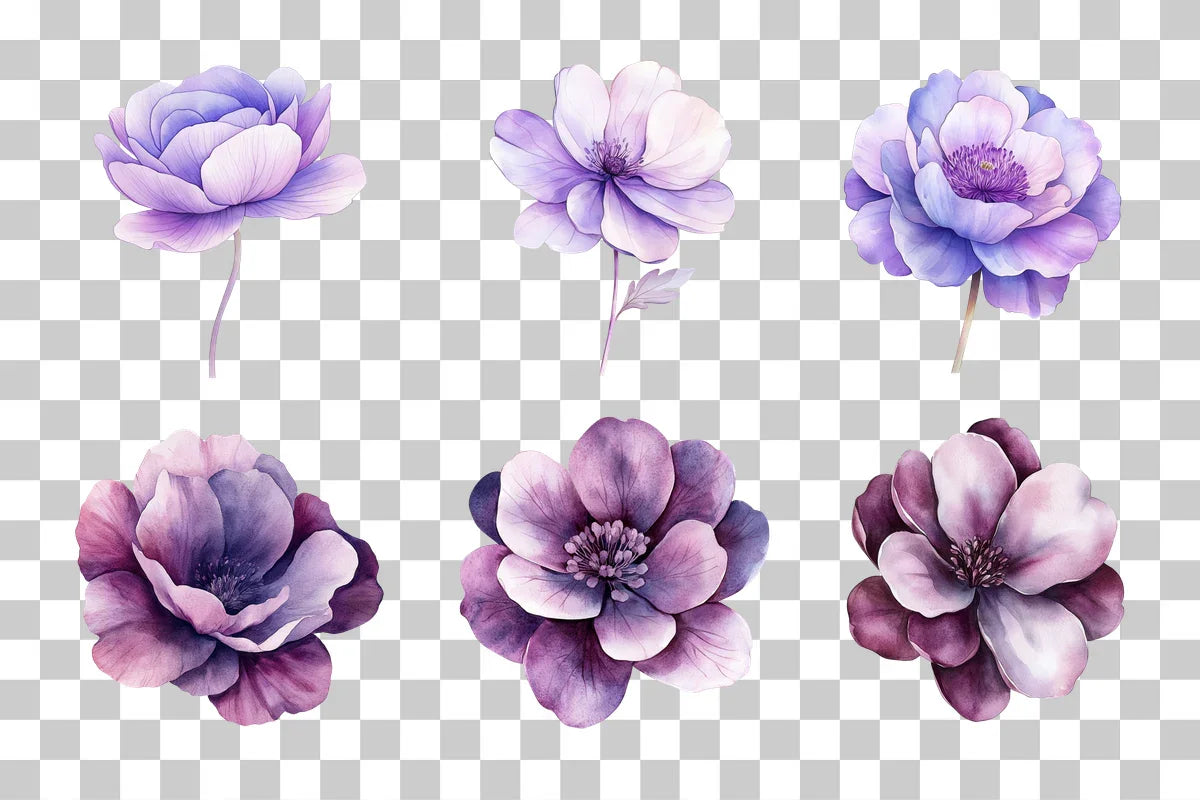 Purple Abstract Flower Clipart Bundle - CraftNest - Digital Crafting and Art