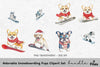 Cute Corgi Dogs Snowboarding Clipart Bundle