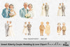 Sweet Elderly Couple Wedding Love Clipart Bundle