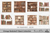Vintage Bookshelf Clipart Bundle