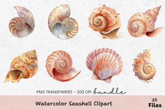 Seashell Clipart Bundle: 390 Unique Designs - CraftNest - Digital Crafting and Art