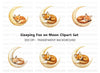 Three Sleeping Foxes on Moon Clipart Bundle