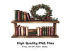 Festive Winter Bookshelf Clipart Bundle