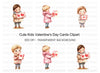 Cute Kids with Valentine Day Cards Clipart Bundle