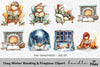 Cozy Winter Fireplace Reading Clipart Bundle
