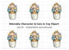 Cozy Girl with Many Cats Clipart Bundle