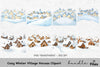 Cozy Winter Village Houses Clipart Bundle