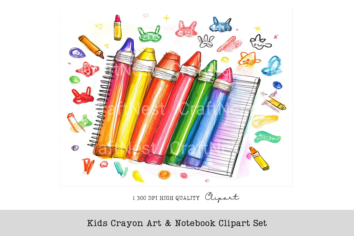 Kids Crayon Art Notebook Clipart Planner