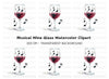 Wine Glass with Musical Notes Clipart Bundle