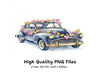 Vintage Cars with Heart Garlands Clipart Bundle