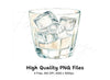 Ice Cubes in Glasses Clipart Bundle
