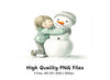 Kids Hugging Snowman Clipart Bundle