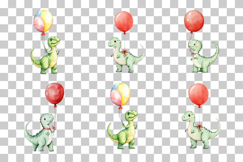 Dinosaur Birthday Balloon Clipart Bundle - CraftNest - Digital Crafting and Art