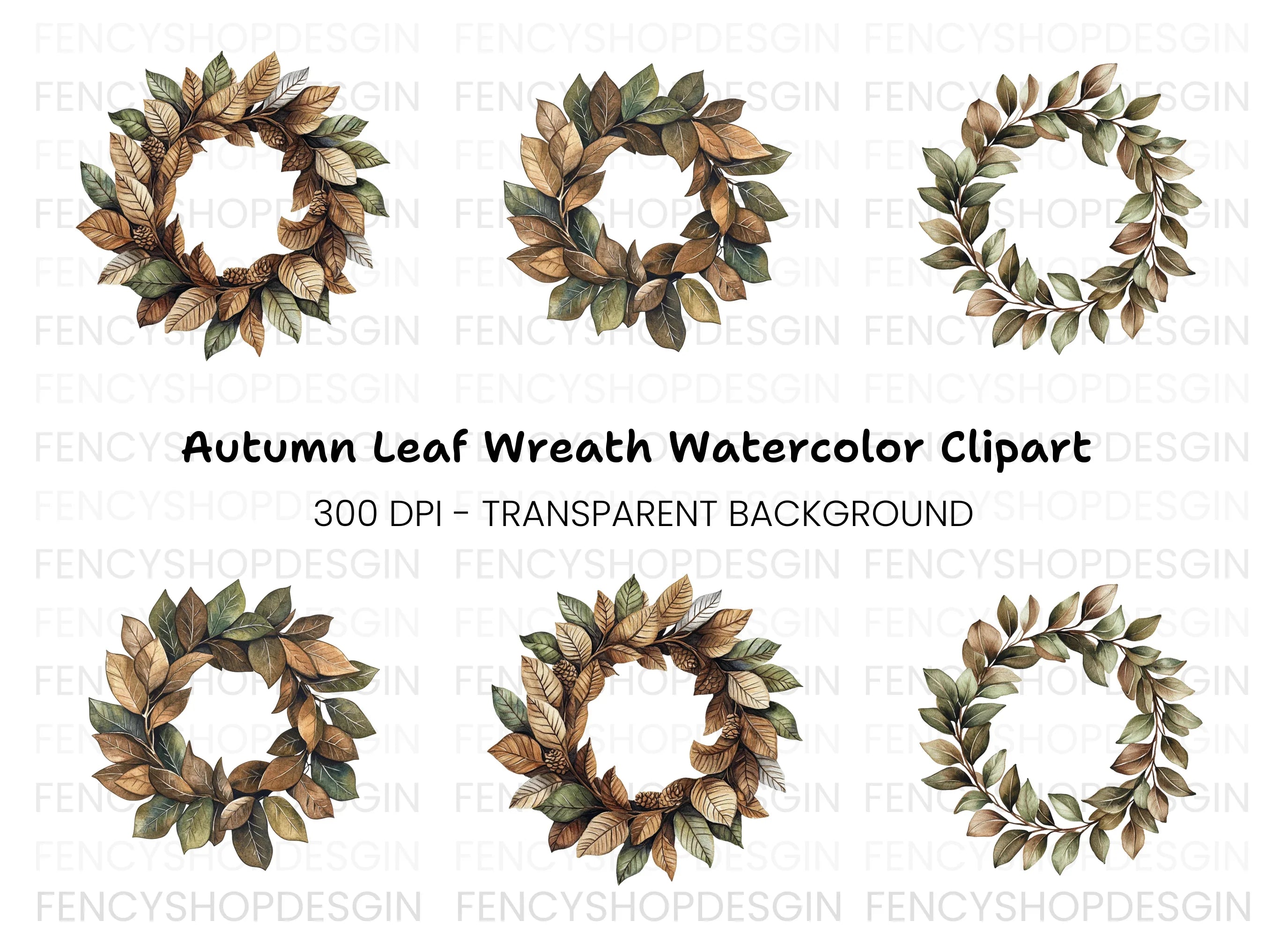 Autumn Leaf Wreaths Clipart Bundle
