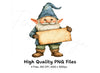 Cute Gnome with Blank Signs Clipart Bundle