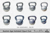 Realistic Gym Kettlebell Clipart Bundle