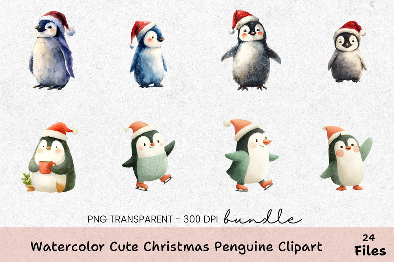 Cute Christmas Penguin Clipart Bundle - CraftNest - Digital Crafting and Art