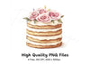 Naked Cakes with Pink Roses Clipart Bundle