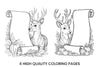 Autumn Deer and Scroll Coloring Books