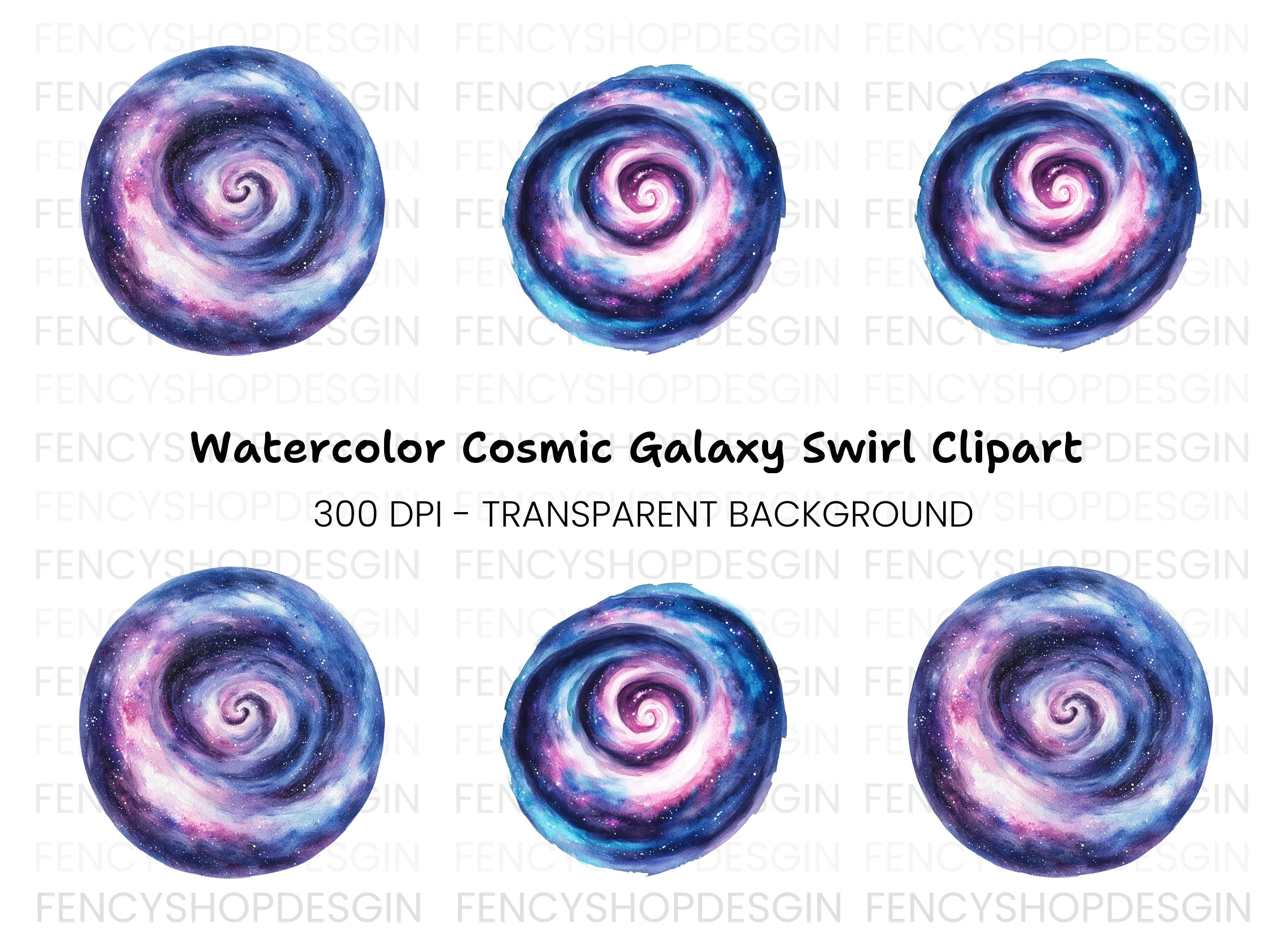 Galaxy Swirl Clipart Bundle