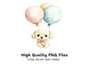 Cute Puppy with Balloons Clipart Bundle