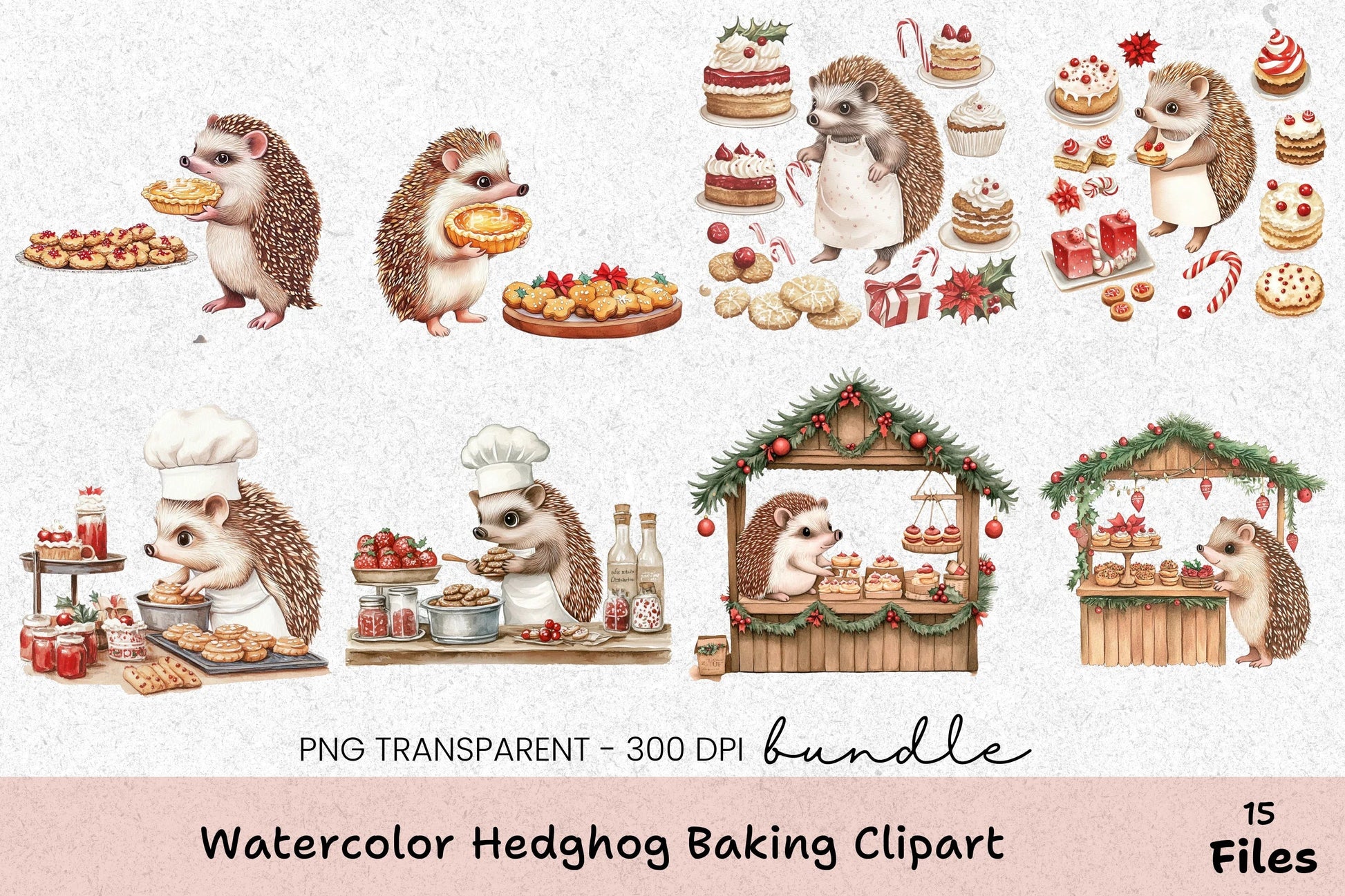 Hedgehog Baking Clipart Bundle - CraftNest - Digital Crafting and Art