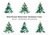 Dark Green Christmas Trees Clipart Bundle