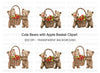 Cute Bear Friends with Apple Basket Clipart Bundle