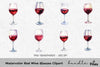 Red Wine Glasses Clipart Bundle