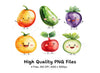 Cute Happy Fruits & Veggies Clipart Bundle